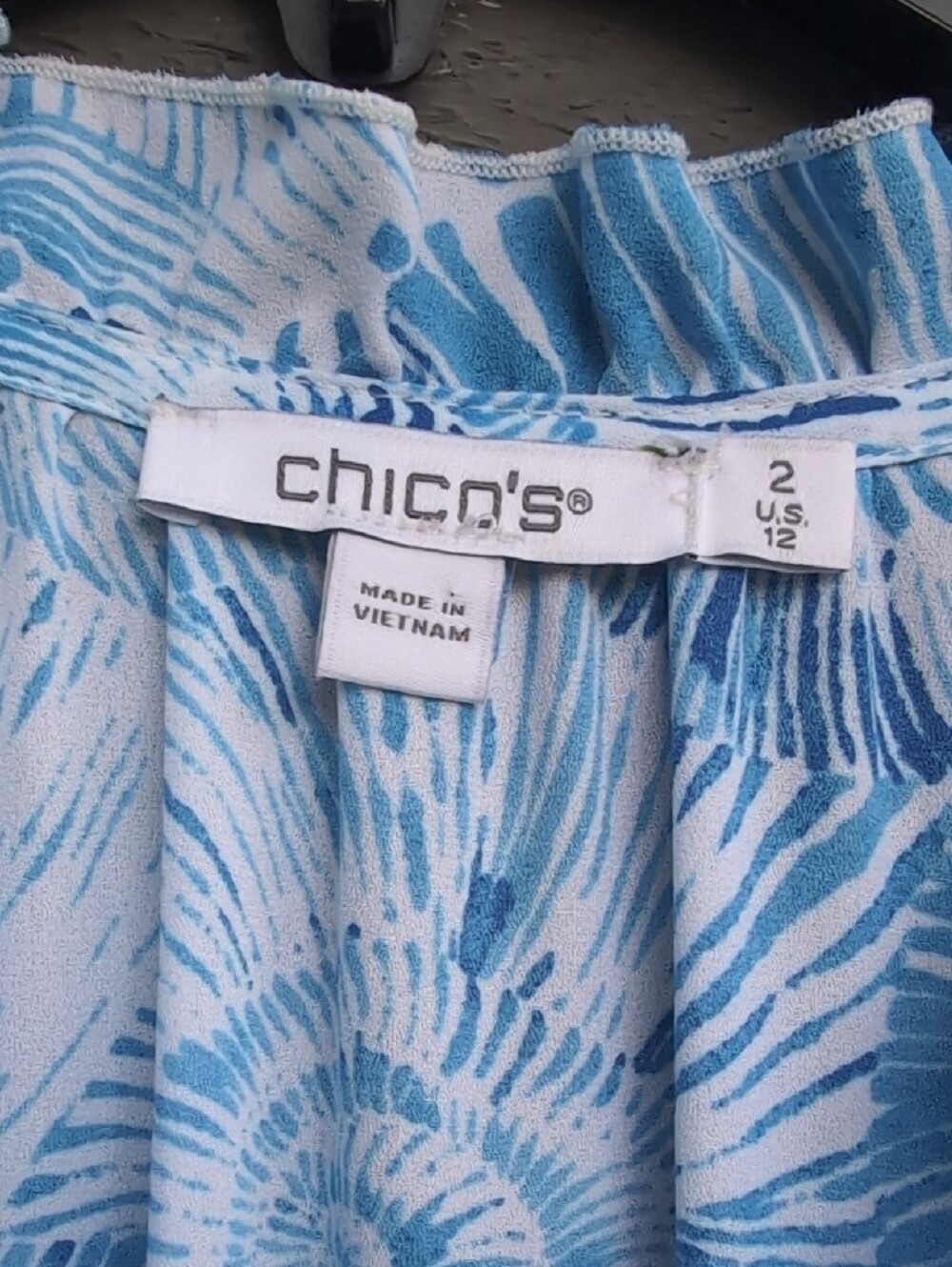 Chico's Light Blue Floral Ruffle Midi Dress Size 12 Large - Picture 6 of 16